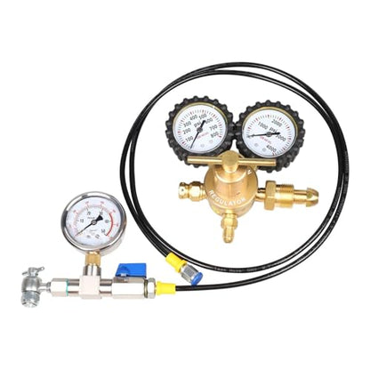 Nitrogen Shock Fill Kit with 700Psi Nitrogen Gauge and 10in High-Pressure Flexible Hose Nitrogen Regulator Shock Fill Tool No-Loss Schrader Chuck for ATV, UTV, Off-Road Bike, Dirt Bike