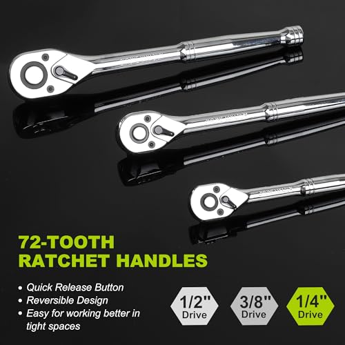FASTPRO 249-Piece Mechanics Tool Set, 1/2", 3/8", 1/4" Socket Set