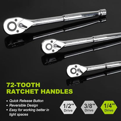 FASTPRO 249-Piece Mechanics Tool Set, 1/2", 3/8", 1/4" Socket Set