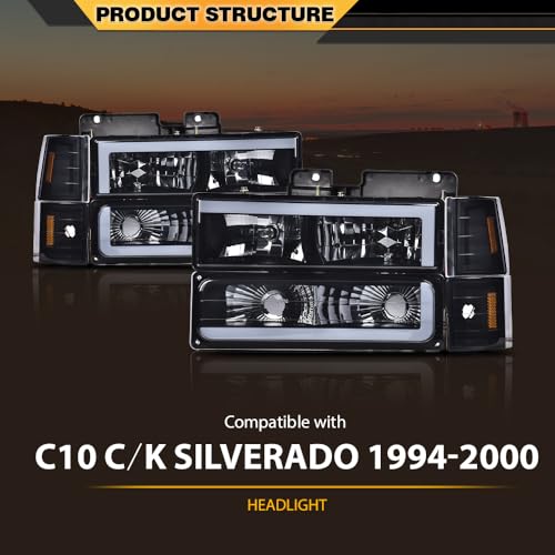 CNNELL Headlights Bumper & Corner Light LED DRL Fit Chevy/GMC 1994-1999 - size: Fit Chevy/GMC 1992-1999