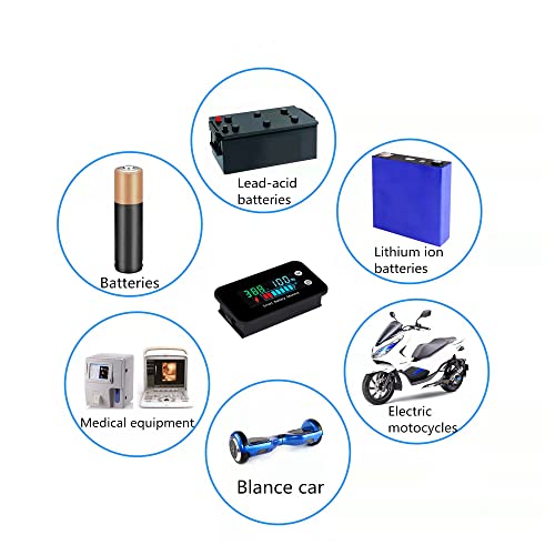 7-100V IPX7 Waterproof Battery Monitor Color LCD with Buzzer Alarm &Temp - color: Color