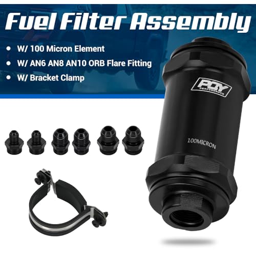 AN6 AN8 AN10 Inline Fuel Filter E85 Ethanol with 100 Micron Stainless Steel Element Black - size: AN6 AN8 AN10 - 100 Micron