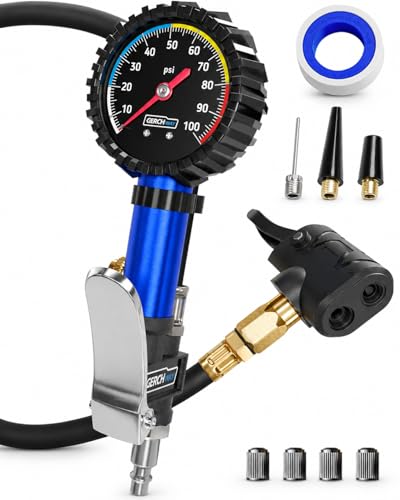 Presta Valve Adaptor Pump with Removable Schrader to Presta Valve Air Chuck - color: Blue (Black Dial)