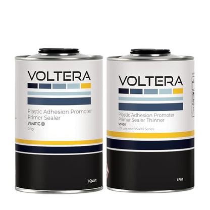 VOLTERA 1K Plastic Adhesion Promoter Primer Sealer Kit - 1 Pint Primer & Thinner included - Complete Mixing System for Automotive Refinish and Industrial Use (Black) - color: Black