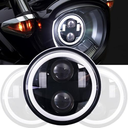 5.75" Round LED Headlight for Motorcycle, Compatible with Harley Sportster Dyna Low Rider Street Bob lron 883 1200 Softail Wide Glide Triple Headlamp,1PCS - size: 5.75''round headlight-1PCS