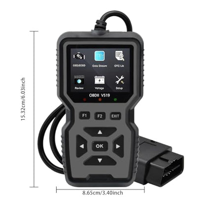 OBD2 Scanner Diagnostic Tool - Check Engine Light Code Reader, Reset Function, Data Stream, I/M Readiness, Full Features, Modes 6 & 8, for All 1996+ Vehicles - color: Gray