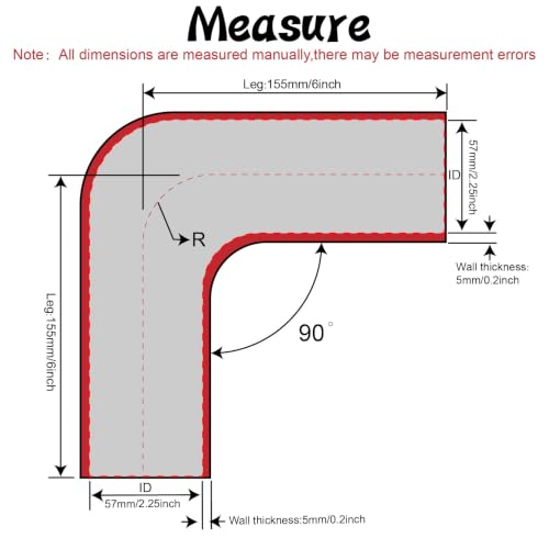 90 Degree Elbow ID 2.25 inch (57mm) Silicone Coupler Hose 4-Ply - size: ID 2.25"