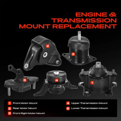 A-Premium Engine Motor Mount and Transmission Mount Kit, Set of 5 - style: 5PCS - Accord 2008-2012 L4 2.4L Automatic