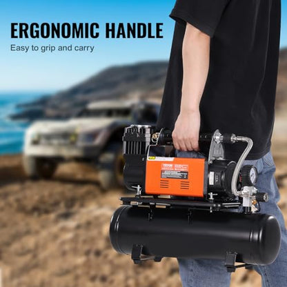 VEVOR 12V Heavy Duty Air Compressor with 6L Tank Kit, 6.35 CFM Portable Tire Inflator, 150PSI Offroad Air Compressor with Digital Pressure Gauge Tire Inflator for Trucks Car SUV 4 x 4 Vehicle RV - style: 6.35 CFM with 6L Tank Kit
