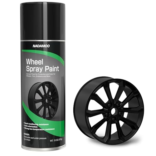 NADAMOO Aluminum Wheel Spray Paint, Car Rim Aerosol Paint for Recolor and Protection of Metal Surface, Semi-gloss Black, 1 Can, 13 Oz - color: Black, size: 13 Ounce (Pack of 1)