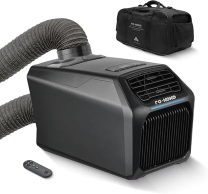 Dual Hose 6800 BTU Portable Camping Air Conditioner & Heating, 5-in-1 Quiet Small AC Unit with 550W, Windowless AC for Tent, RV, Van, Car, Garage, Indoor & Outdoor Use(Ash Gray)