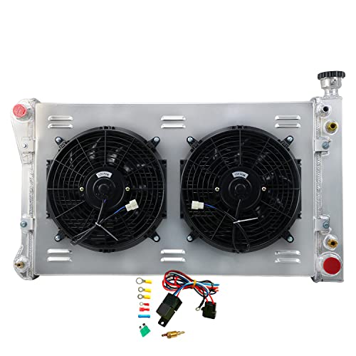 ALLOYWORKS 3 Row Radiator + Shroud Fan + Relay For 1988-1997 Chevy GMC C1500 C2500 K1500 K2500 Pickup 5.0L 5.7L
