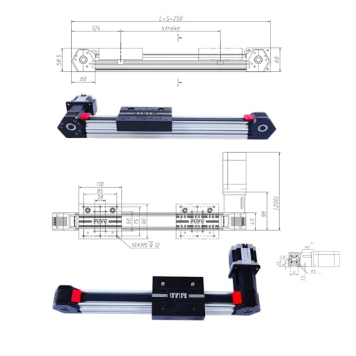 FUYU FPB45 Linear Belt Rail Linear Motion Guide Belt Drive Linear Module Table Nema 23 Stepper Motor for CNC[1800mm Work Size Stroke] - size: 1800mm