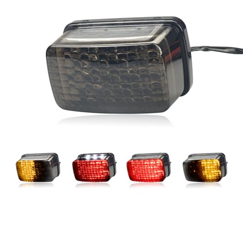 Rear LED Tail Lights Smoked Brake Taillights Amber Turn Signals Compatible with Yamaha Viking Kodiak Grizzly Big Bear Wolverine ATV