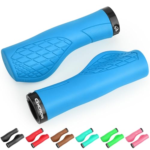 GXCROR Bike Grips,Ergonomic Bicycle Handlebars Grips Shock Absorbing Dual-Density Silicone,Universal 22.2mm Fit with 3D Non-Slip Pattern,Scooter Grips - color: Blue