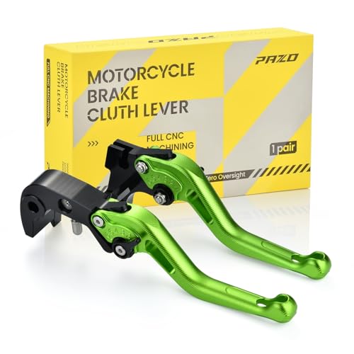 PAZO CNC 3D Texture Motorcycle Brake Clutch Levers - Green, Compatible with Kawasaki Ninja 500 / SE (24-26), Ninja 400 (18-24), Eliminator 500, Z500, Ninja 300, Versys-X 300, Adjustable Handle - color: Green