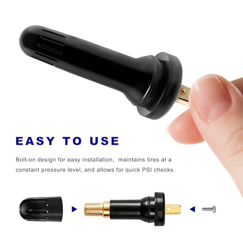 4 PCS TPMS 20008 Tire Valve Stem, Snap-in Auto Tire Pressure Sensor Valve Stems for 0.453" Rim Holes, Rubber Tubeless Valves Stem for Commander Lucerne Avenger Charger Durango