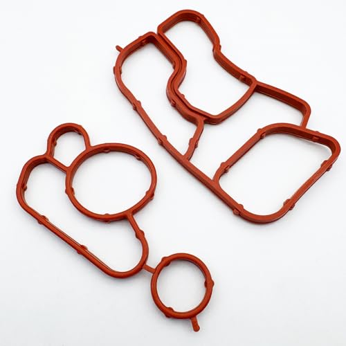 2PCS Engine Oil Cooler Gasket Kit 06J117070C + 06J115441A Compatible with Audi A4 A5 Q5 VW Passat Tiguan 2.0