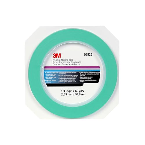 3M Precision Masking Tape, 06525, 1/4" x 60 yds, Crisp, 1 Roll - size: 1/4 inch x 60 yard (Pack of 1), style: 06525