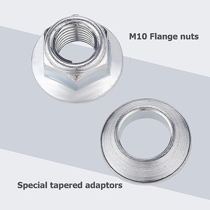 M10x1.25 ATV Locking Lug Nuts Set for Yamaha Blaster Banshee Raptor Warrior YFZ450 YFZ660 Kawasaki 400 Suzuki 400 - style: 8x M10 Flange Lug Nuts and 8X special tapered adaptors