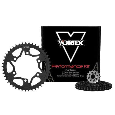 Vortex V3 WSS Warranty Chain and Sprocket Kit Black Anodized Chain for Suzuki GSXR750 F.I. 2006-2009