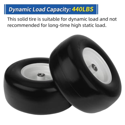 GICOOL 13x6.50-6 Flat Free Front Tire and Wheel for Zero Turn Mower, 2PK - size: 13x6.50-6 Flat-free Tire - 2 Pack