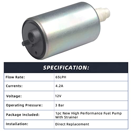 New 1pc High Performance DC 12V Electric Gas Intank EFI Fuel Pump With Strainer Compatible with ER-6N KX Ninja Vulcan Z1000 & Bandit 1250S GSX GSXR GSXS Katana 650 RMX RMZ TU250 Vstrom Motor - size: Motorcycle