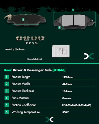 SCITOO Front Rear Disc Brake Pad Set 8PCS w/Hardware Fit For Mazda For CX-5 - size: Front-D1623 & Rear-D1846