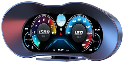 MH OBD2 HUD Head Up Display, OBD2 + GPS Speedometer Dual System, Digital GPS Speedometer Heads Up Display for Cars, AUTO Gauge Real-Time Monitoring of Engine Temp/Voltage/Fuel