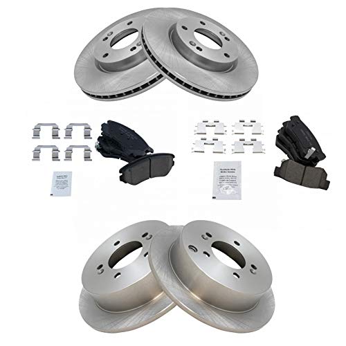 TRQ Front and Rear Brake Pad and Rotor Set Ceramic Vented Solid Rotors - style: BKA11780