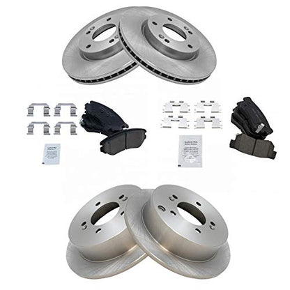 TRQ Front and Rear Brake Pad and Rotor Set Ceramic Vented Solid Rotors - style: BKA11780