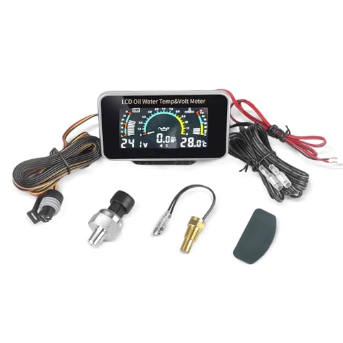 3-in-1 Auto Car LCD Meter Digital Oil Pressure Voltage Water Temperature Gauge Universal Instrument 9-36V for Car/Truck/SUV/RV - color: 3-in-1, size: Water Temperature Gauge