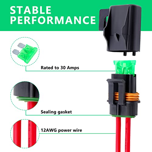 Newdeli Waterproof Inline Fuse Holder 12V with Cover 6 Pack - Automotive/Marine/Vehicle Weatherproof ATO/ATC Blade Fuse Holder 12AWG 30A Protecting Circuits and Electrical Equipment - size: 6 Pack 12AWG Fuse Holder