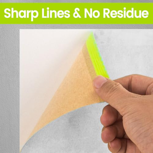 ADHES Pre-Taped Masking Paper for Painting 24in x 50ft x 3rolls - size: 24 inch x 50 feet