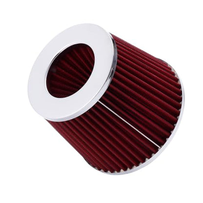 2.5In 63mm Washable Dry Clamp-On Cone Air Filter Red - size: 2.5"
