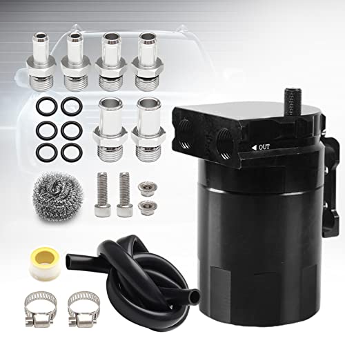 Thick Shell Baffled Oil Catch Can Coolant Fuel Catch Can Reservoir Kit - Black - color: Black