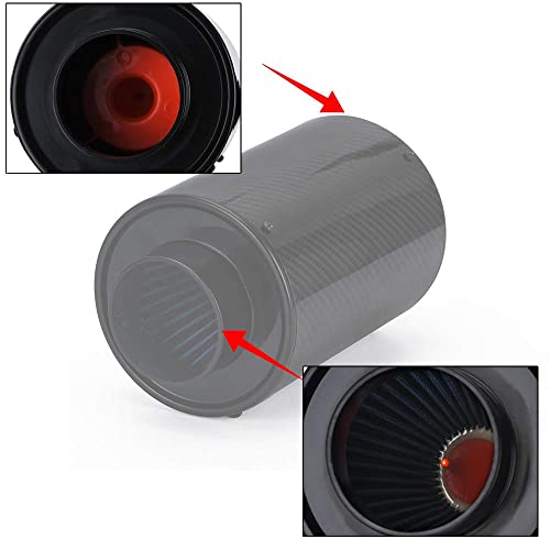 PTNHZ Universal 3" Racing Carbon Fiber Cold Feed Induction Kit Air Intake Kit Air Filter Box With Fan - size: With Fun