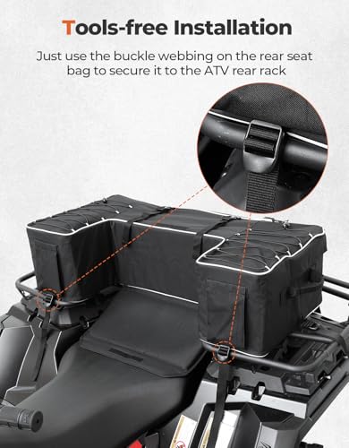 KEMIMOTO Upgrade ATV Storage Bag Rear Seat Gear Bag Four Wheeler Cargo Bag