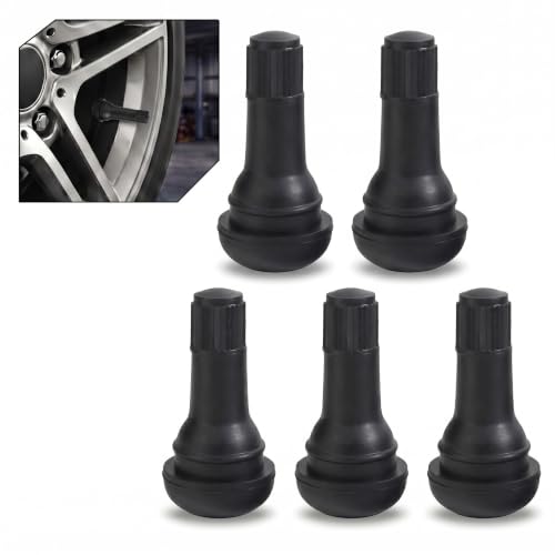 5 PCS TR414 Tire Valve Stems, Rubber Snap-in Tubeless Wheel Valve Replacement 0.453" Rim Hole Fit, Black Short Stem Car Tire Accessories, Universal for Most Cars SUVs Trucks (TR414) - color: TR414