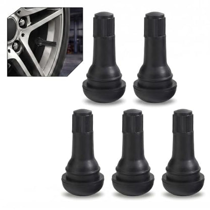 5 PCS TR414 Tire Valve Stems, Rubber Snap-in Tubeless Wheel Valve Replacement 0.453" Rim Hole Fit, Black Short Stem Car Tire Accessories, Universal for Most Cars SUVs Trucks (TR414) - color: TR414