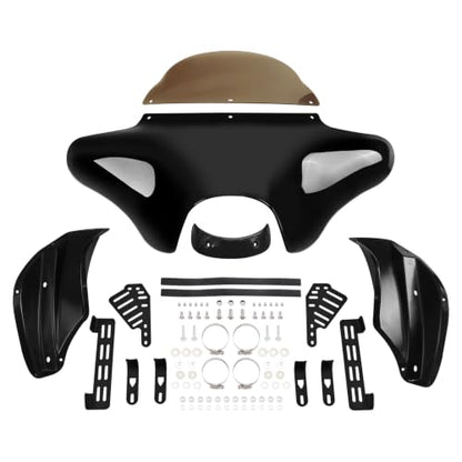 TCT-MOTORPARTS Batwing Fairing Windshield Fit For Harley Softail Deluxe Fatboy Heritage Classic Yamaha V Star 1100 650 Classic Softail Suzuki Boulevard Dyna - style: Fairing+Smoked Windshield+Bracket