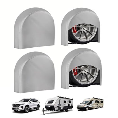 Tire Covers Set of 4,Fits 30"-32" Inch Tire 420D Uv Resistant Wheel Covers - color: Silver, size: Tire Diameters 30"-32"