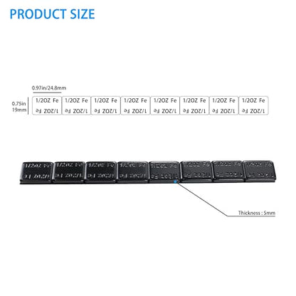 WW-050SBb Wheel Adhesive Stick-on Weight Slim Style 1/2 oz 192 pcs - color: Black, size: 0.5oz - 192 pcs