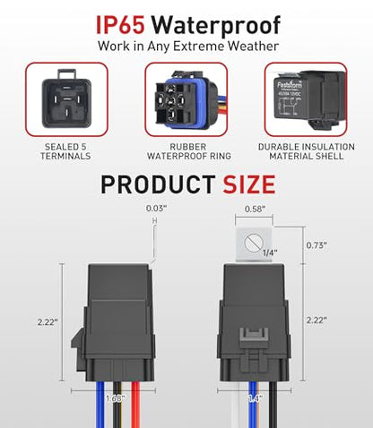 1 Pack 5-PIN 40/30 AMP 12V DC Waterproof Relay Kit with Heavy-Duty 12&16 AWG Tinned Copper Wires Pigtail, 5 PIN SPDT Automotive Relay - color: 1 Pack 5-PIN Relay