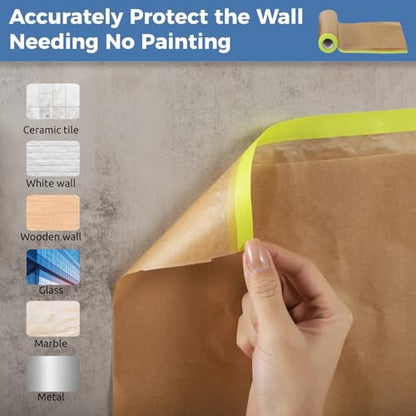 yeesport Pre-Taped Masking Paper for Painting, 4 Rolls, 11.8 in x 49.2 ft - size: 11.8 In x 49.2 Ft