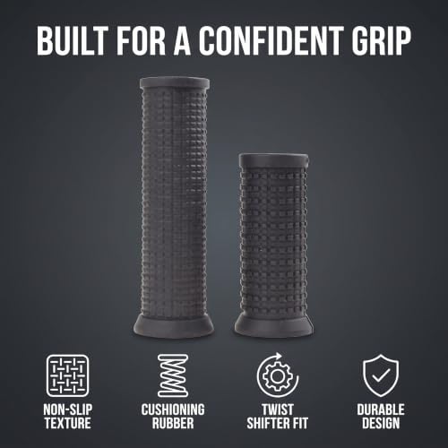 2Pcs Black Bike Long/Short Handlebar Grips for Twising Shifter, Shockproof Anti Slip MTB Parts, Anti Slip Soft TPR Rubber Handlebars, Headsets and Stems Grips (Long&Short)