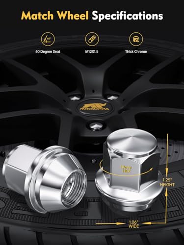 MIKKUPPA M12x1.5 OEM Lug Nuts 20PCS, Replacement for Ford Factory Wheel - color: Silver, size: M12x1.5 (for Fusion Focus Escape)