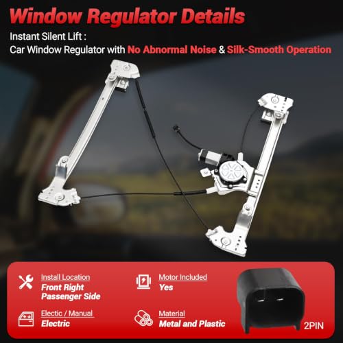 PZ Front Right Passenger Side Power Window Regulator with Motor Assembly Compatible with Ford F-150 2004-2008 (Extended Cab Only), 741-431 - style: 741-431