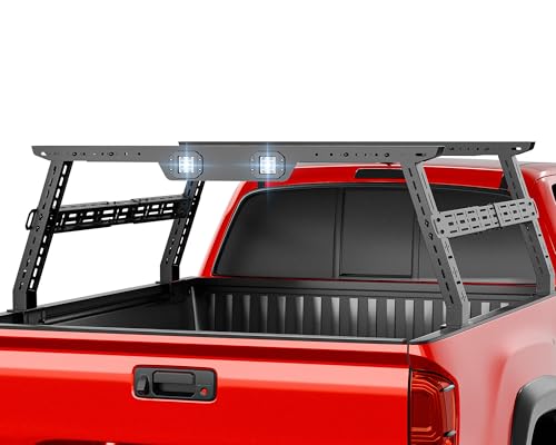 for Colorado & Canyon Overland 16-24.8" High Truck Bed Racks with 2 LED Lights Compatible with 2015-2025 Chevy Chevrolet Colorado & GMC Canyon, Ladder Rack for Bed Rails