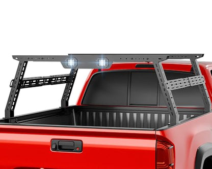 for Colorado & Canyon Overland 16-24.8" High Truck Bed Racks with 2 LED Lights Compatible with 2015-2025 Chevy Chevrolet Colorado & GMC Canyon, Ladder Rack for Bed Rails